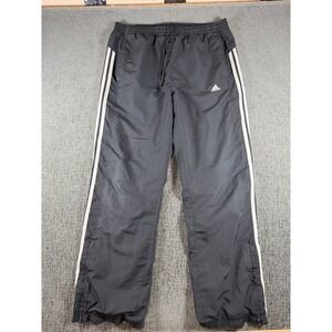 Adidas Clima365 Mens Large Black Wind Pants Mesh Lined Track Pants 3-Stripe